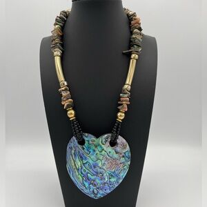 Statement Abalone Heart Bead Necklace